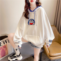 2021 Spring and Autumn New Pregnant Women Wear Han - Han Edition Fake Two pieces of cartoon embroidery and cap jacket girl leisure
