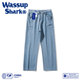 WassupShark jeans ຜູ້ຊາຍໃນລະດູໃບໄມ້ປົ່ງແລະດູໃບໄມ້ລົ່ນຂອງກາງເກງຂາຍາວກາງເກງຂາຍາວແບບກະທັດຮັດສໍາລັບແມ່ຍິງ