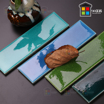 Ice cracking kiln becomes handmade brick Green blue bathroom wall brick bathroom background wall full enamel tile 200X60