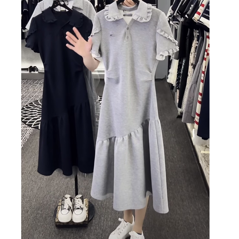 Fashionable High-End Designer Summer Women's Dress with Heavy Pleats and Slimming Effect