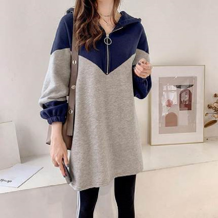 Pregnant women autumn suit new Han edition loose fashion pregnant women dress middle long fat MM pregnant women clothes autumn coat