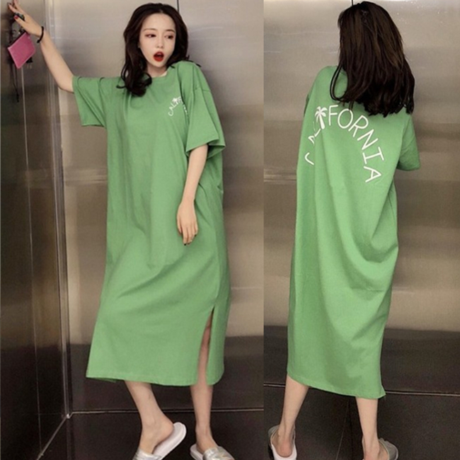 Pregnant Woman Summer Dress Foreign Dress 2018 New Autumn Clothing Korean version Fashion medium Long version T-shirt Loose Spicy Moms Long Dress