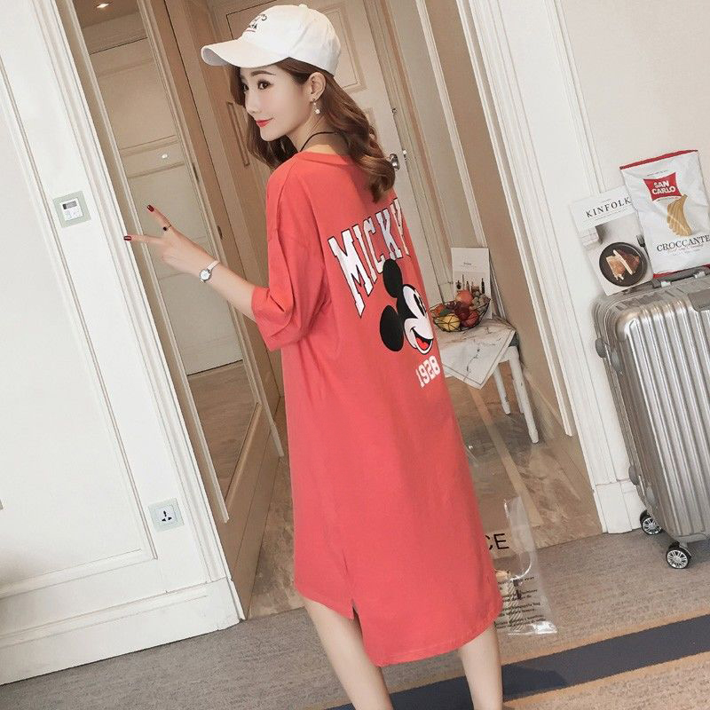 Pregnant woman summer dress dress 2020 new spring dress long version summer tide mother short sleeve pregnant woman T-shirt loose top