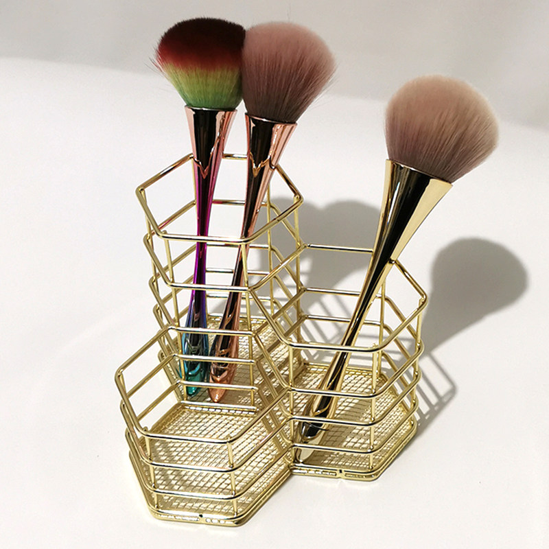 ins Makeup brush barrel Table top Iron puff Beauty brush comb storage eyebrow cosmetic storage box Nordic style