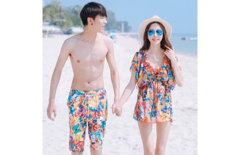 Cặp đôi đồ bơi ba mảnh phù hợp với quần đi biển nam nữ ngực nhỏ tụ tập bikini bên bờ biển đồ bơi mới bộ đồ đôi đi biển đẹp