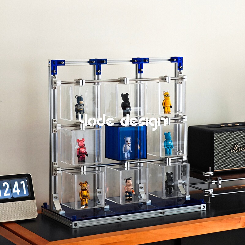 [Original Design] Yode·Light Aluminum Storage Series Nine-Grid Transparent Floating Figure Dustproof Display Stand