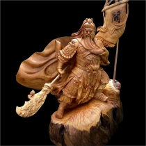Yabai Ebony camphor wood solid wood Guan Gong Wu Caishen Guan Erye root carving wood sculpture Dragon crafts ornaments