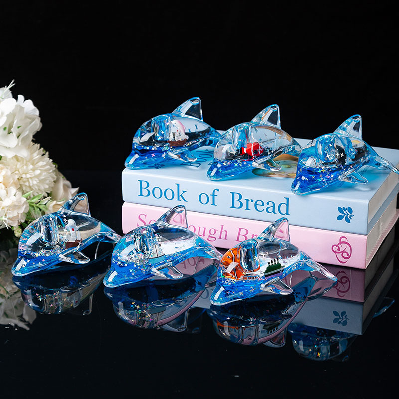 Creative Dolphin Liquid Oil Drop Student Desktop Ornament Cute Pen Holder Birthday Gift for Children Toy Small Gift