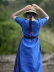 Mùa hè 2019 quần áo mới của phụ nữ đầu xuân lỏng lẻo cổ chữ V vải lanh màu xanh lanh vải lanh - Váy dài
