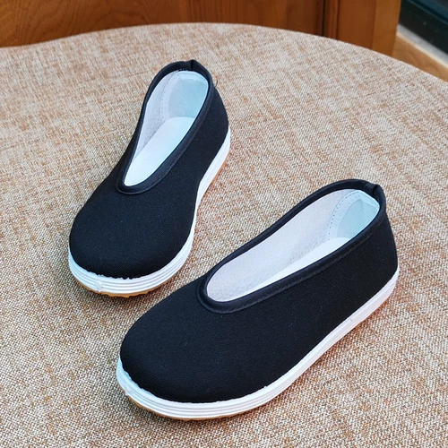 Черные детские туфли, слипоны для мальчиков, ханьфу, этническая обувь, китайский стиль, этнический стиль