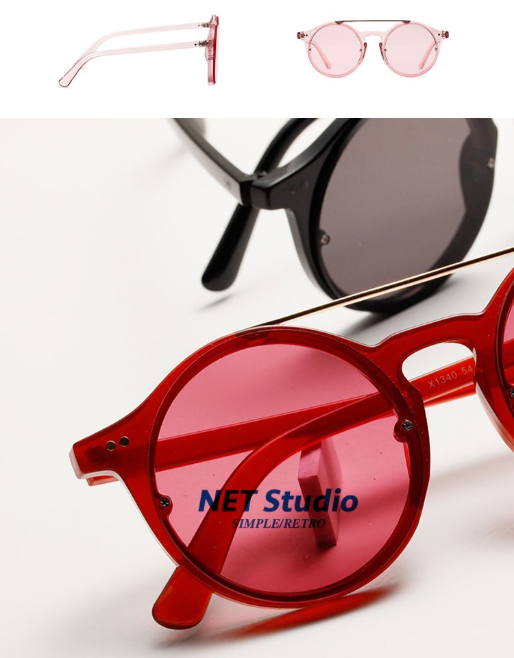 NET Studio / Thời trang châu Âu và Mỹ retro đôi chùm lớn hộp đại dương màu mặt vuông kính râm hình elip kính râm nữ chính hãng