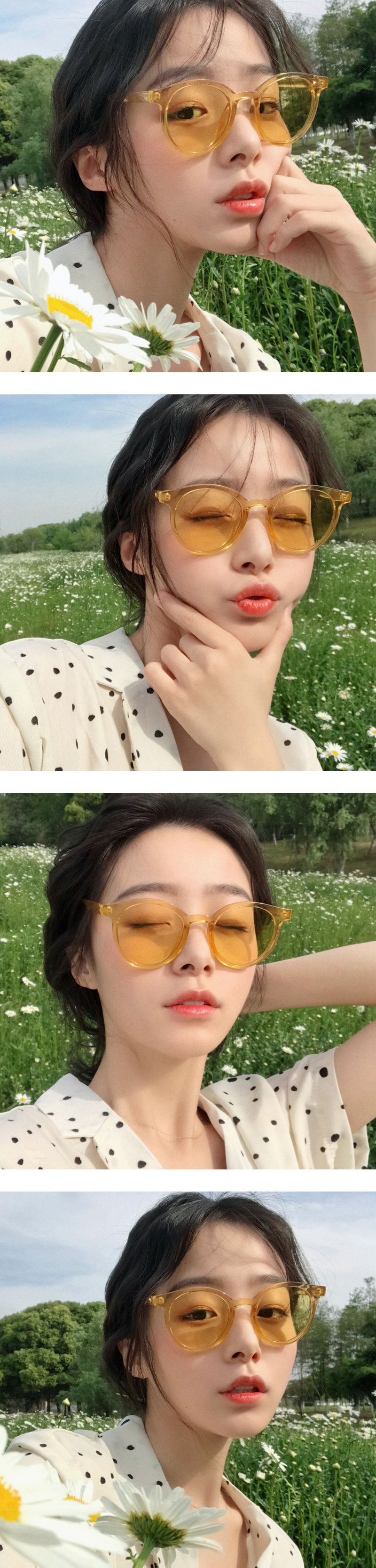 NET Studio thời trang Hàn Quốc trong suốt hộp màu kính râm nam nữ kính râm kính màu vàng kính râm gentle monster
