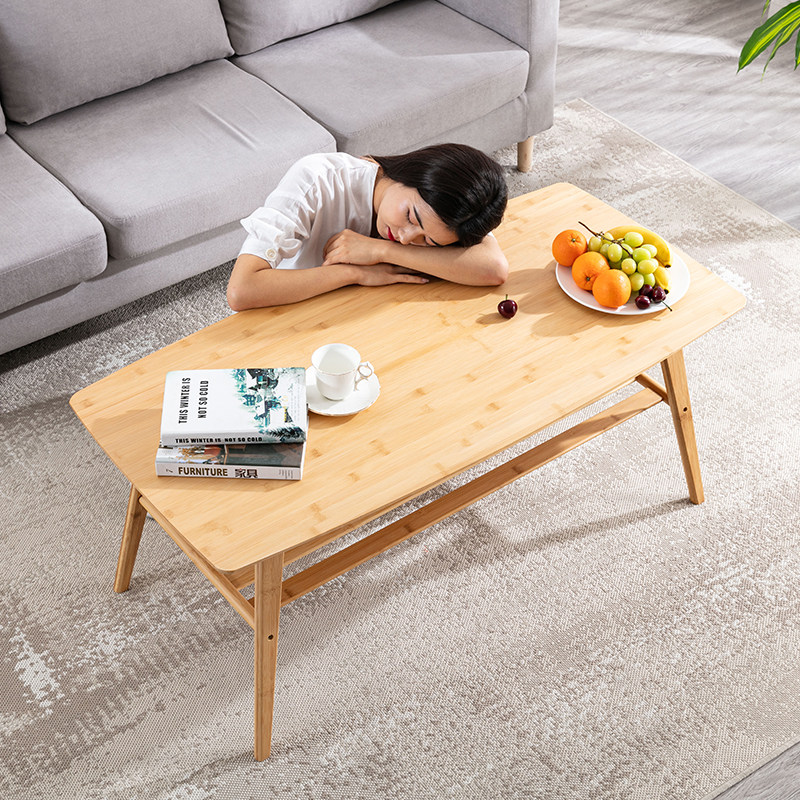 Bamboo heart coffee table Simple modern small coffee table Japanese folding double tea table Household small household economic tea table