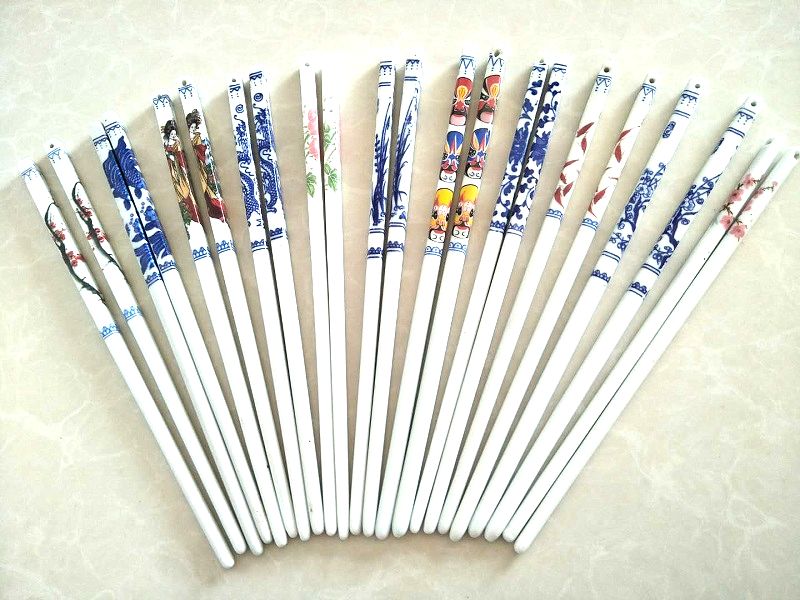 Green flower porcelain chopstick Jingdezhen Ceramic Chopsticks Cutlery Sets Group Home Gift Kitchen Supplies Sanitary Chopsticks