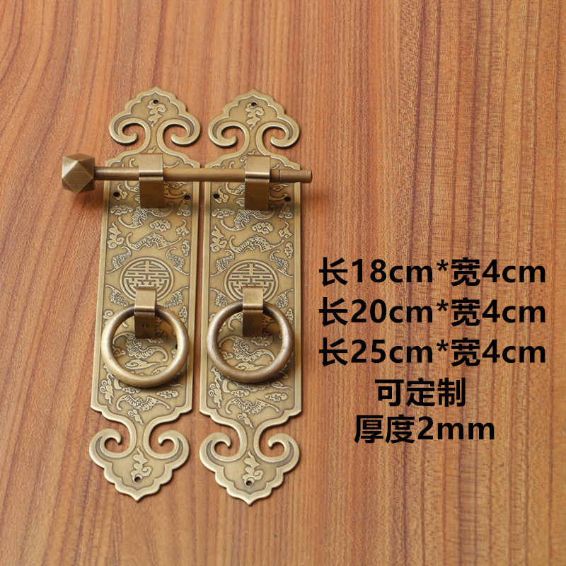 Chinese imitation antique pure copper cabinet door straight strip handle wardrobe bookcase door lock head handle overall cabinet hardware copper handle