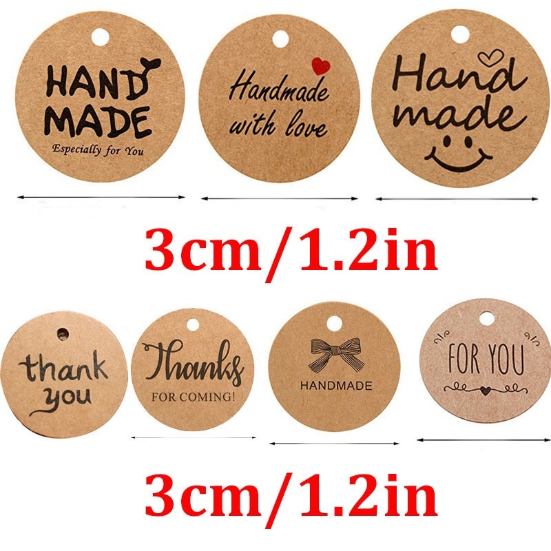 Kraft Paper Hangtag Labels Round Labels Craft Gift Tags with 20m Natural Jute Twine 100pcs Pack