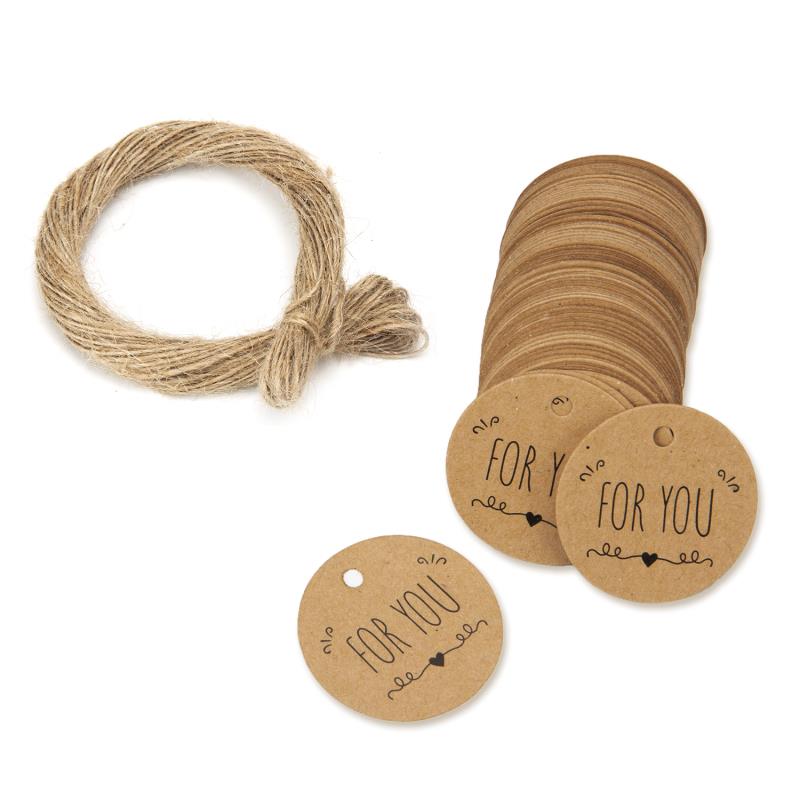 Round Labels Kraft Paper String Gift Tags Craft Project Wedding Party Price Tags 3CM 100pcs