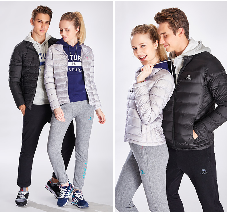 Camel thể thao loạt cuộc sống ấm áp thể thao và áo khoác giải trí đứng cổ áo unisex thể thao ngắn xuống áo khoác áo phao nike chính hãng