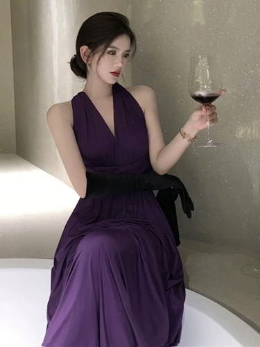 Элитное элегантное вечернее платье, сексуальная сиреневая длинная юбка