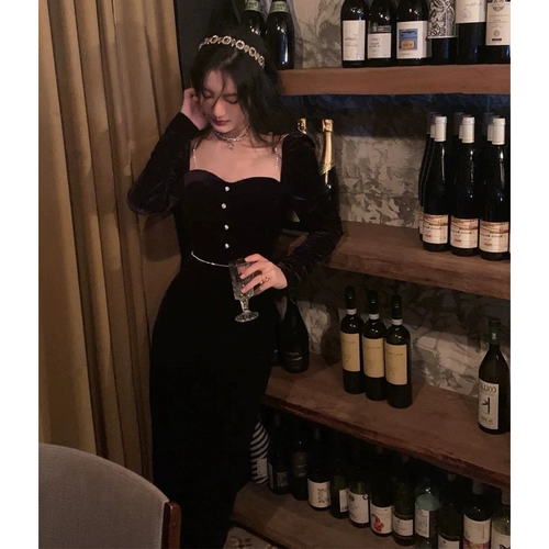 Черное элитное летнее вечернее платье, французский стиль