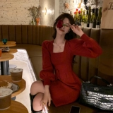 Длинное летнее шерстяное платье, красный оберег на день рождения, трикотажное платье, длина миди, средней длины