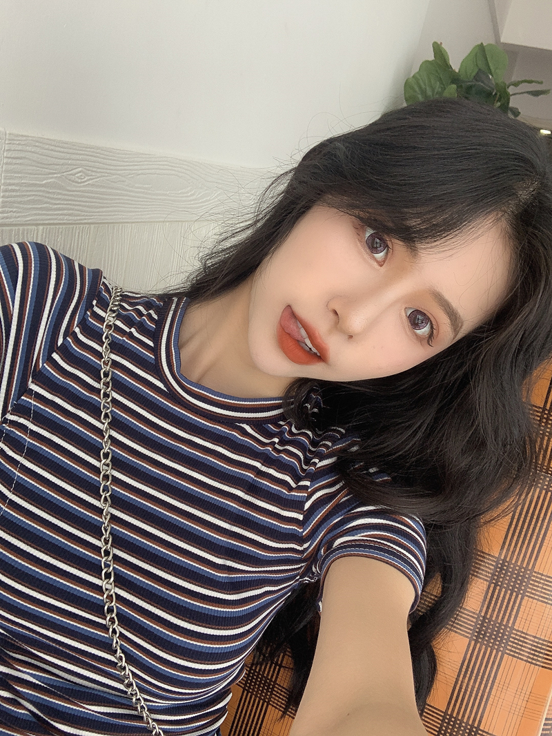 VK旗艦店 韓系圓領抽繩高腰修身顯瘦短袖洋裝