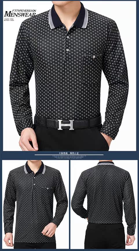 Mùa thu 2018 nam trung niên áo thun dài tay cha mùa thu cotton giản dị áo polo từ bi quần áo nam cũ mua áo thun nam