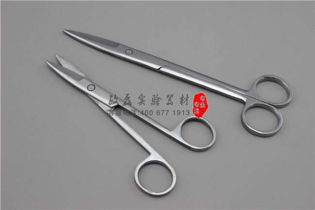 优质不锈钢剪刀 直头剪刀 弯头剪刀10cm12.5cm18cm 实验用 美容剪
