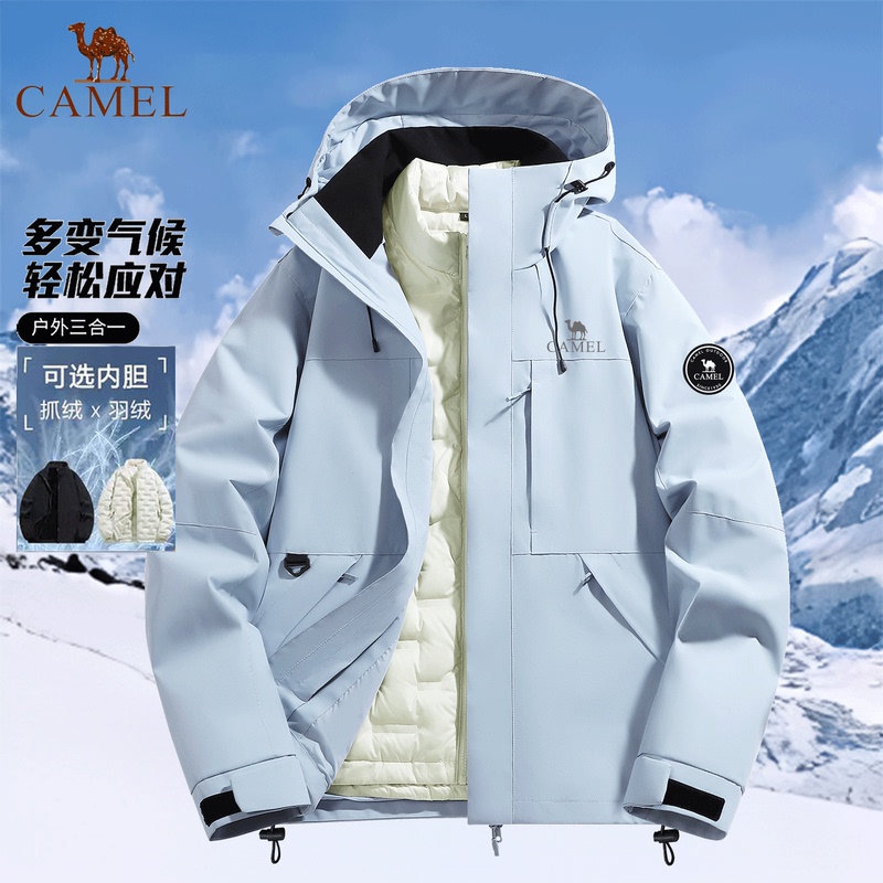 Outdoor Jacket for Women, down Jacket for Autumn and Winter, 3-in-1 Detachable Windproof and Waterproof Fleece Coat, Mountaineering Jacket for Men