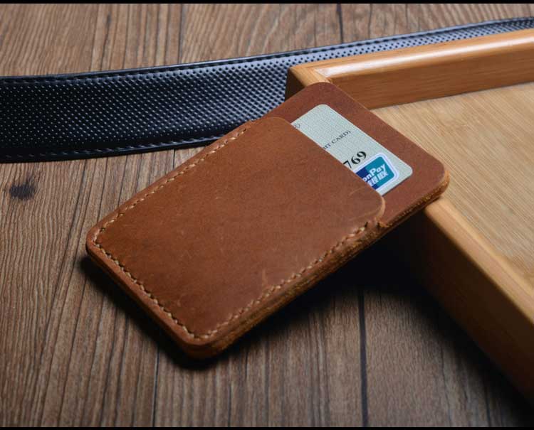 Thẻ xe buýt đặt da handmade da bò cổ điển Thẻ cửa IC Thẻ ngân hàng chủ thẻ kinh doanh gói chứng chỉ ví đựng card nam
