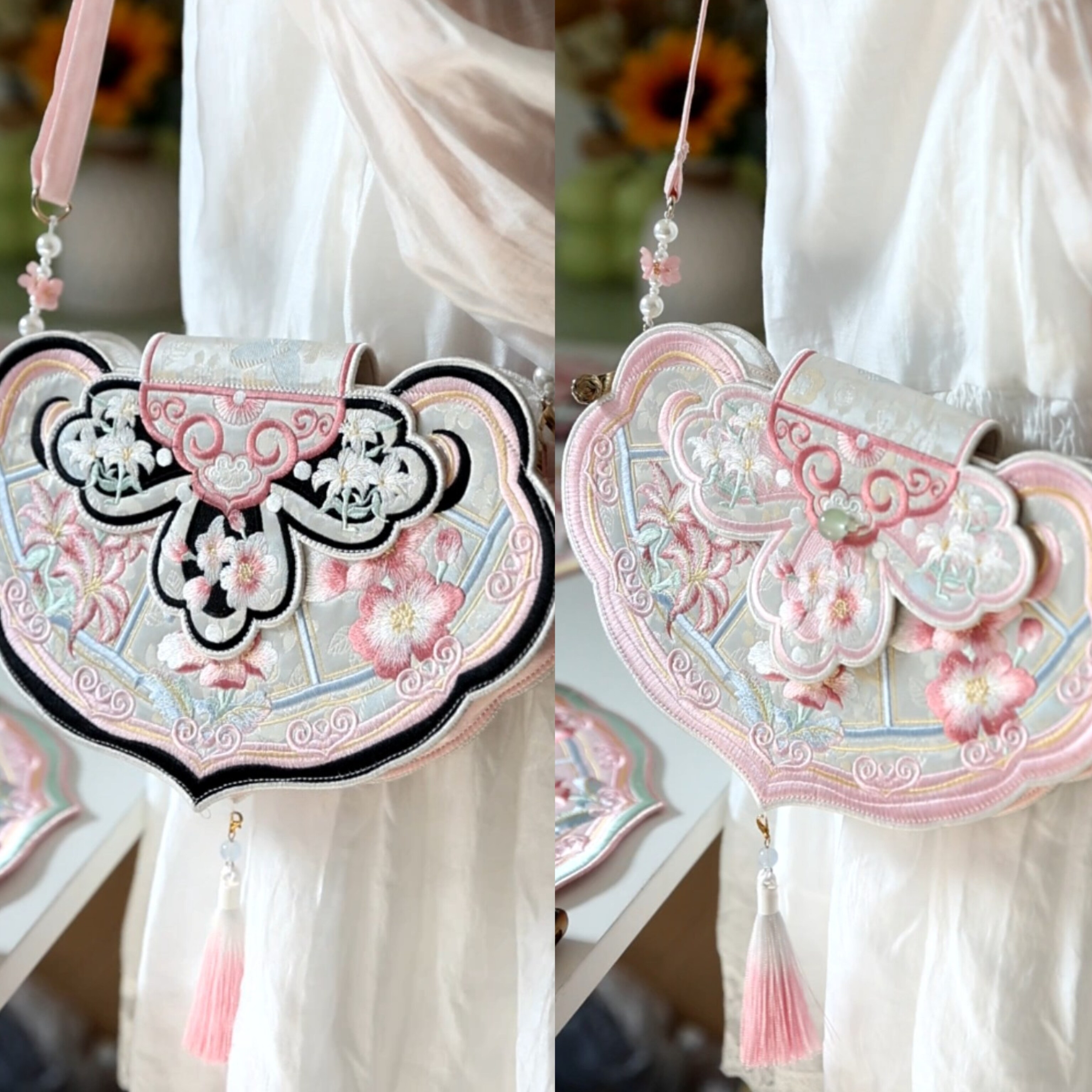 Caiyun Mark [Ruyi] Double-Sided Two-Tone New Chinese Style Crossbody Bag Phone Bag Vendor Bag Hanfu Bag