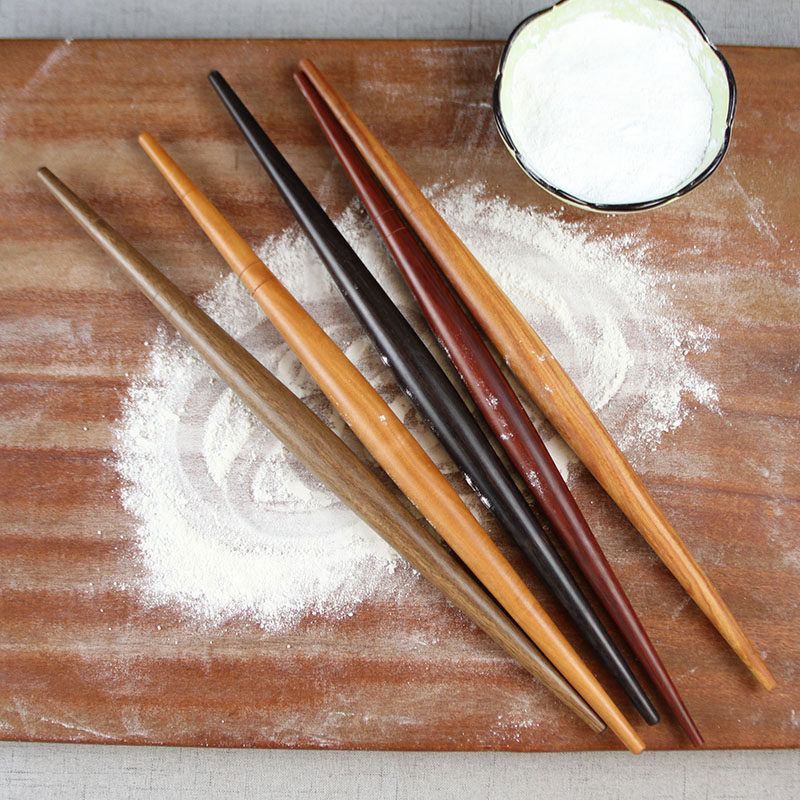 Imported Solid Wood Red Wood High Density Fish Belly Type Two Ends Tips Home Commercial Happy Family Merry Rolling Stick Rolling Out Special