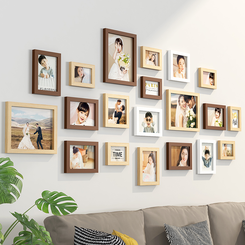 Photo Wall Trim Wall Photo Frame Composition Creative Hanging Wall Living Room Background Wall Wall Album Wall Free of perforated photo walls-Taobao