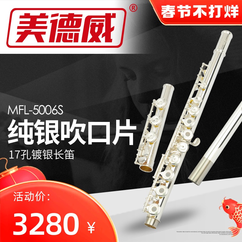 Medaway Professional Flute Instrument 17 Holes Adult Children Play Silver Flute Beginner Sterling Silver Blowing Tablet 5006