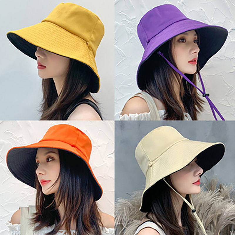 Fisherman hat female summer Korean version tide Japanese double-sided face covering sunscreen hat large brim sunscreen hat sunscreen hat male