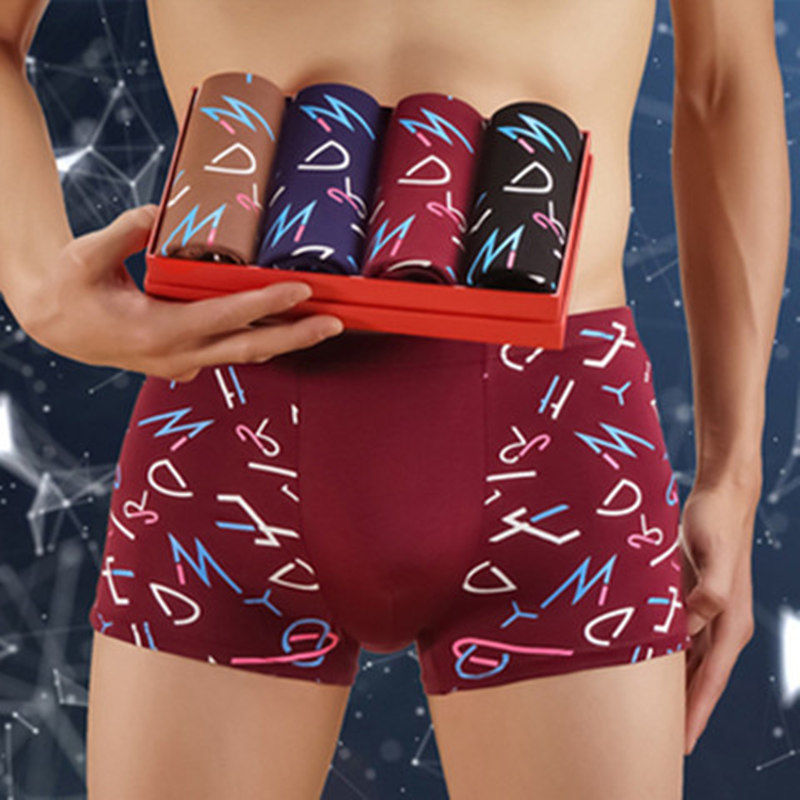 4 pairs of men's underwear men's pants with four corners of pants breathable middle - waist men's pants