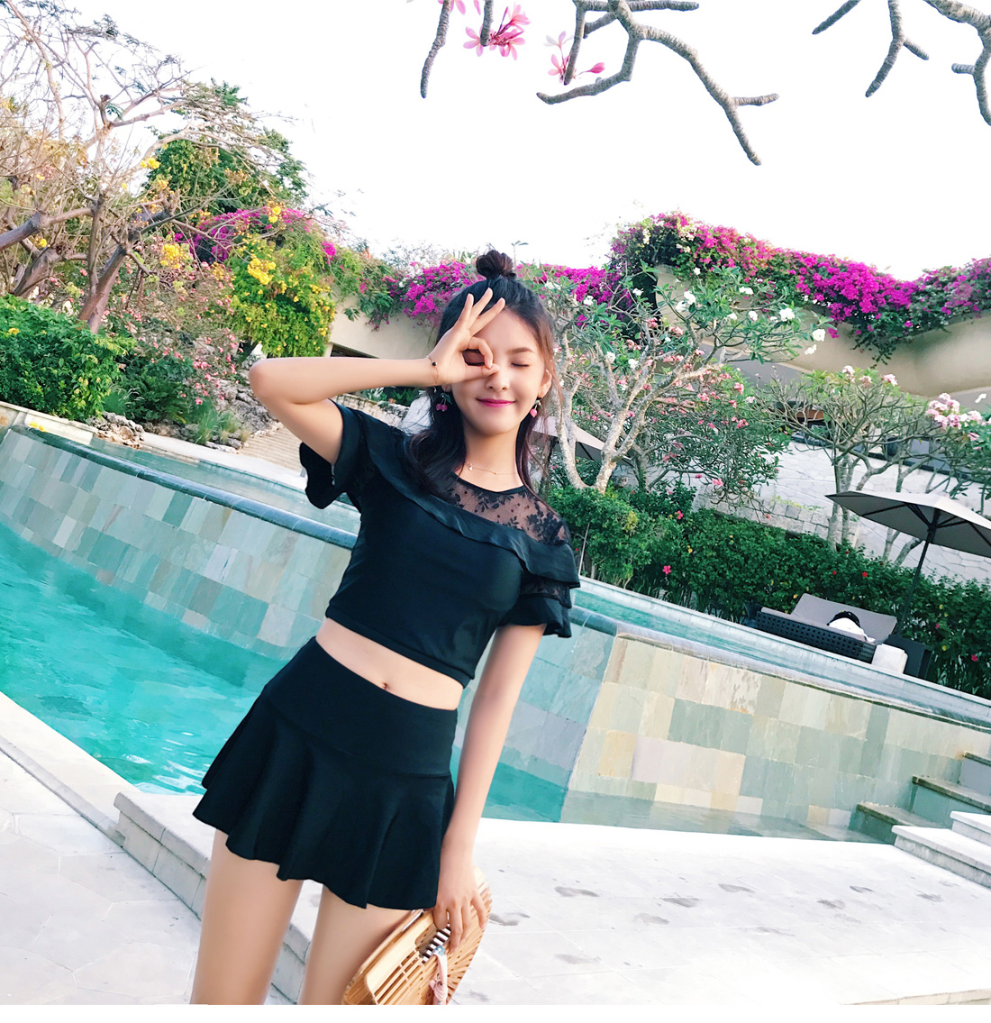 Áo tắm nữ giảm béo bụng gợi cảm của sinh viên Hàn Quốc bảo thủ chia ba mảnh quần áo nước suối nóng - Bộ đồ bơi hai mảnh 	bikini 2 mảnh màu đỏ	