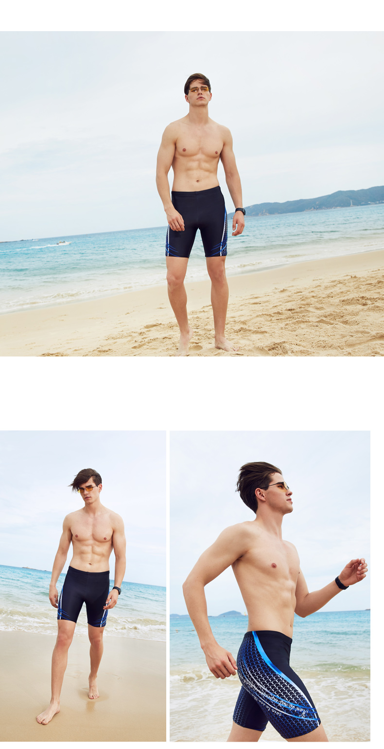 Đồ bơi nam Boxer dành cho người lớn Lỏng thoải mái Không thấm nước Đen Đầu gối năm điểm Đồ bơi nhanh khô Thiết bị bơi - Nam bơi đầm quần short bơi nam