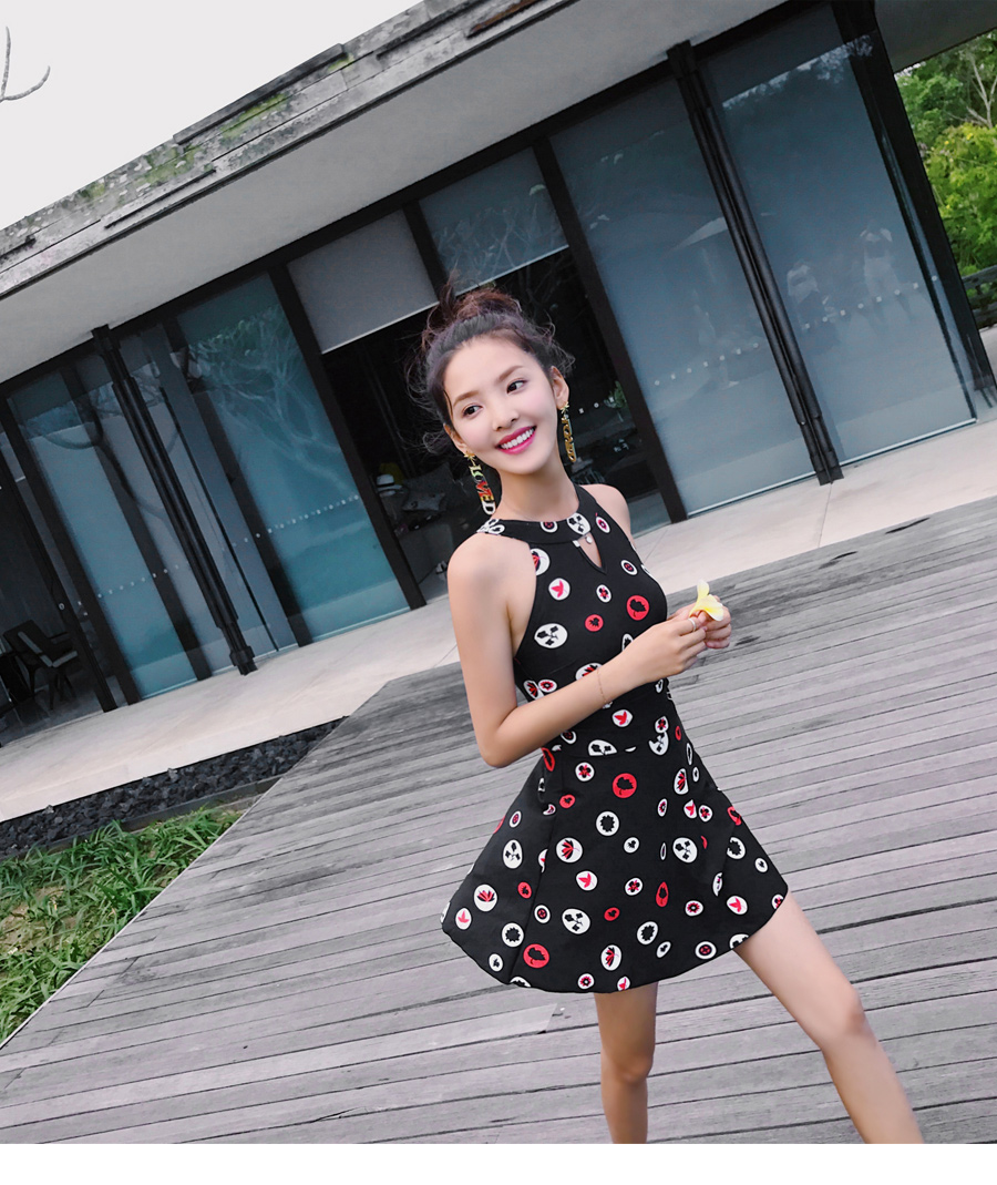 Yi Meishan Đồ bơi Phụ nữ Xiêm bảo thủ Váy đen Quần lót Halter Sinh viên Hàn Quốc Nhỏ tươi Áo tắm nước nóng mùa xuân - Bộ đồ bơi One Piece đồ bơi 1 mảnh tay dài