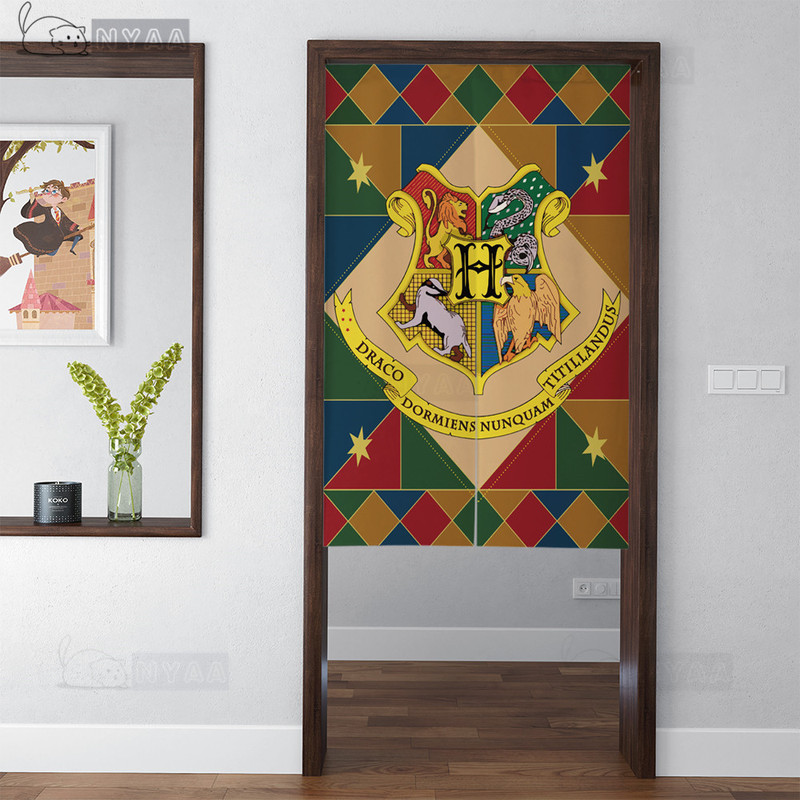 Harry Potter Series Magic Hogwarts Castle Cotton and Linen Fabric Partition Curtain Hanging Curtain Student Dormitory Door Curtain Fabric