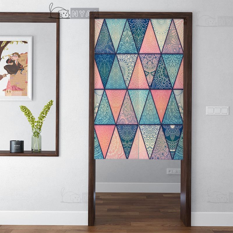 Bohemian Ethnic Style Guesthouse Door Curtain Fabric Moroccan Vintage Pattern Curtain Living Room Partition Curtain Half Curtain Cotton Linen