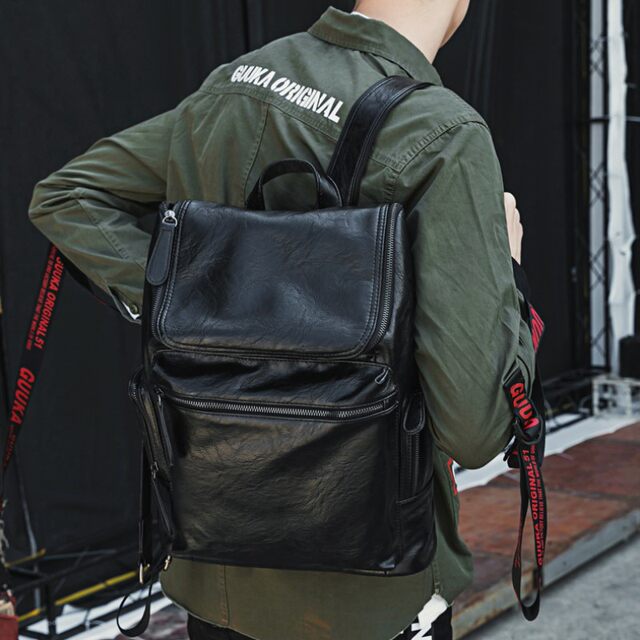 European and American Trendy Brand Men's Bags, Genuine Leather Backpacks, Korean Style Travel Backpacks, College Student Bags, Casual Simple Computer Bags, Trendy