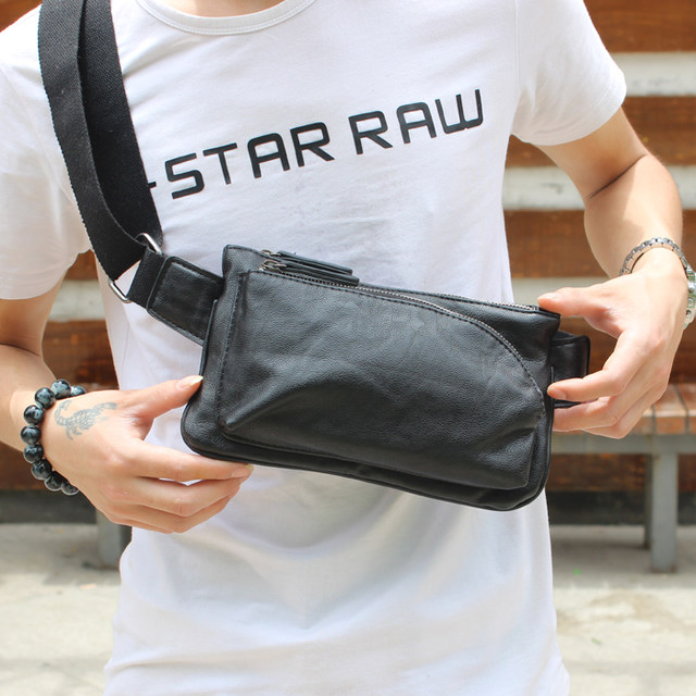 European and American new men's chest bag Korean style trendy leather personality casual shoulder crossbody bag multi-functional waist bag small backpack