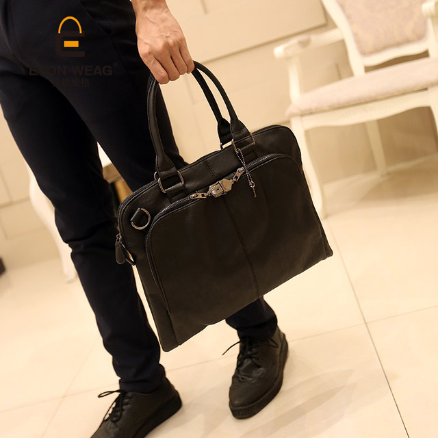 European station new men's genuine leather business handbag Korean style briefcase crossbody bag youth casual shoulder bag men