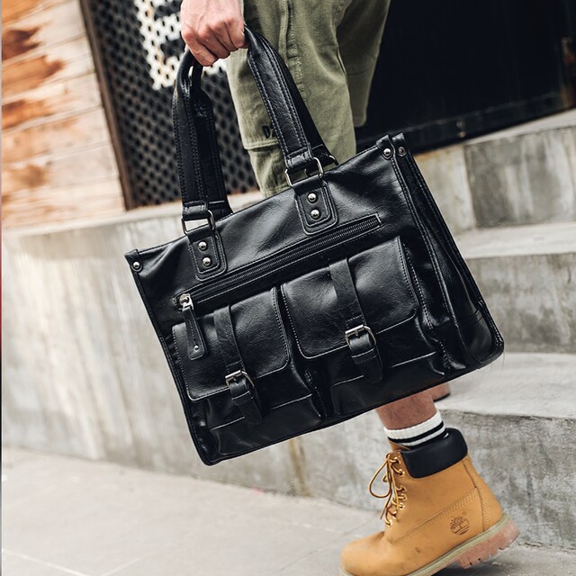 European and American New Style Genuine Leather Men's Handbag, Horizontal Casual Business Briefcase, British Style Youth Shoulder Bag, Crossbody Bag