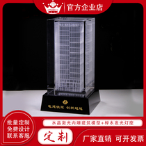 Crystal 3D laser engraving floor mold custom crystal building model Real estate floor mold completion souvenir