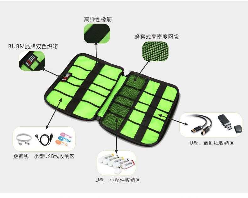 BUBM dữ liệu cáp lưu trữ túi lưu trữ kỹ thuật số túi di động Bộ sạc đĩa cứng U phụ kiện đĩa hoàn thiện gói tai nghe