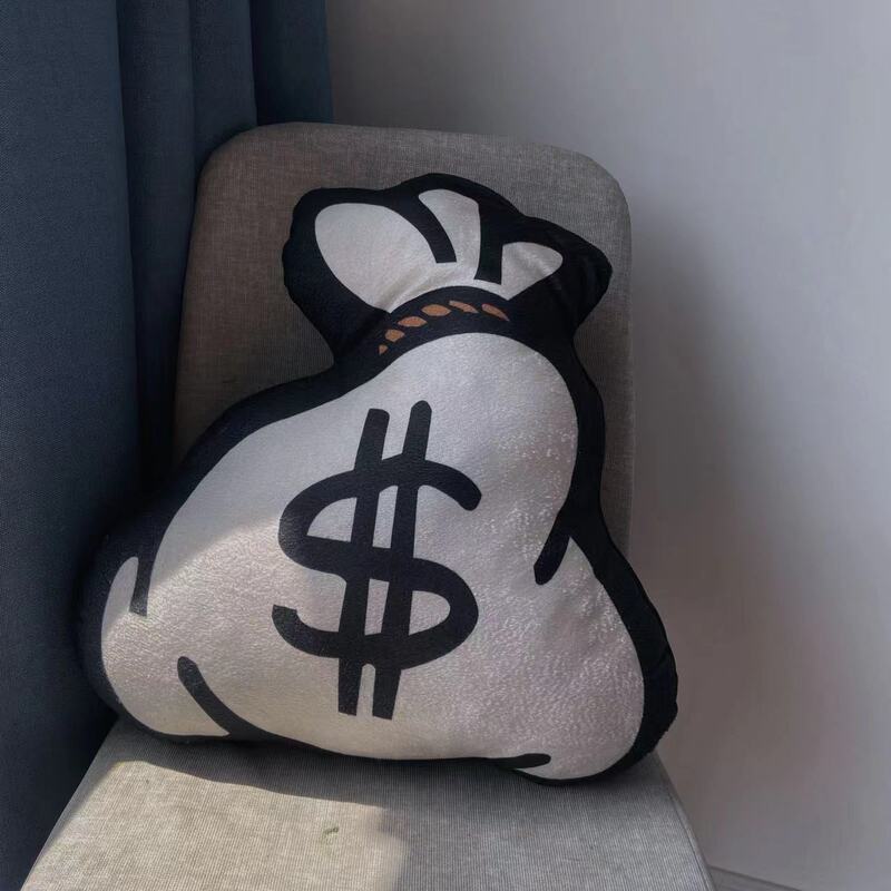 New Special-Shaped Pillow Money Bag Dollar Ghost Retro Skeleton Personalized Cushion Gift Black and White Simple
