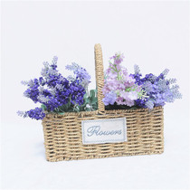 Grass woven willow woven flower basket basket creative pastoral hand woven rattan woven fleshy flower arrangement Wall-mounted flower pot flower device