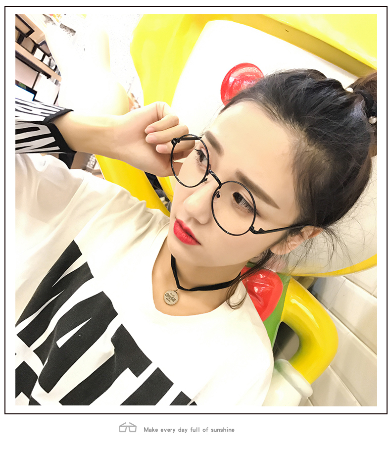 Kính retro gọng kính nam phiên bản Hàn Quốc của kính gọng tròn nữ toàn khung văn học khung kim loại phẳng mắt kính điện biên phủ